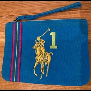 NEW RL gwp mini zip blue wristlet #1